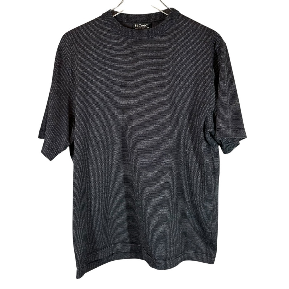 ST. CROIX Men's Medium Crewneck Short Sleeve Shirt  Heathered Black USA